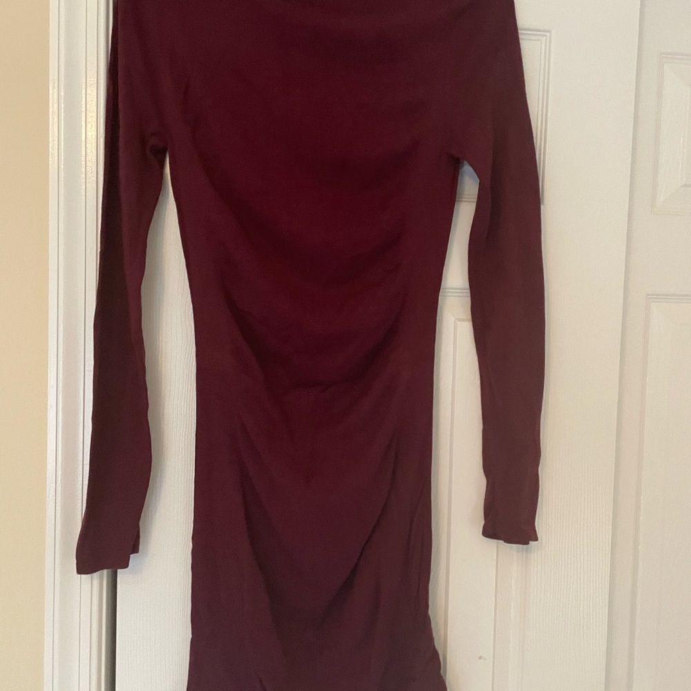 Express Red Long Sleeve Mock Neck Bodycon Dress